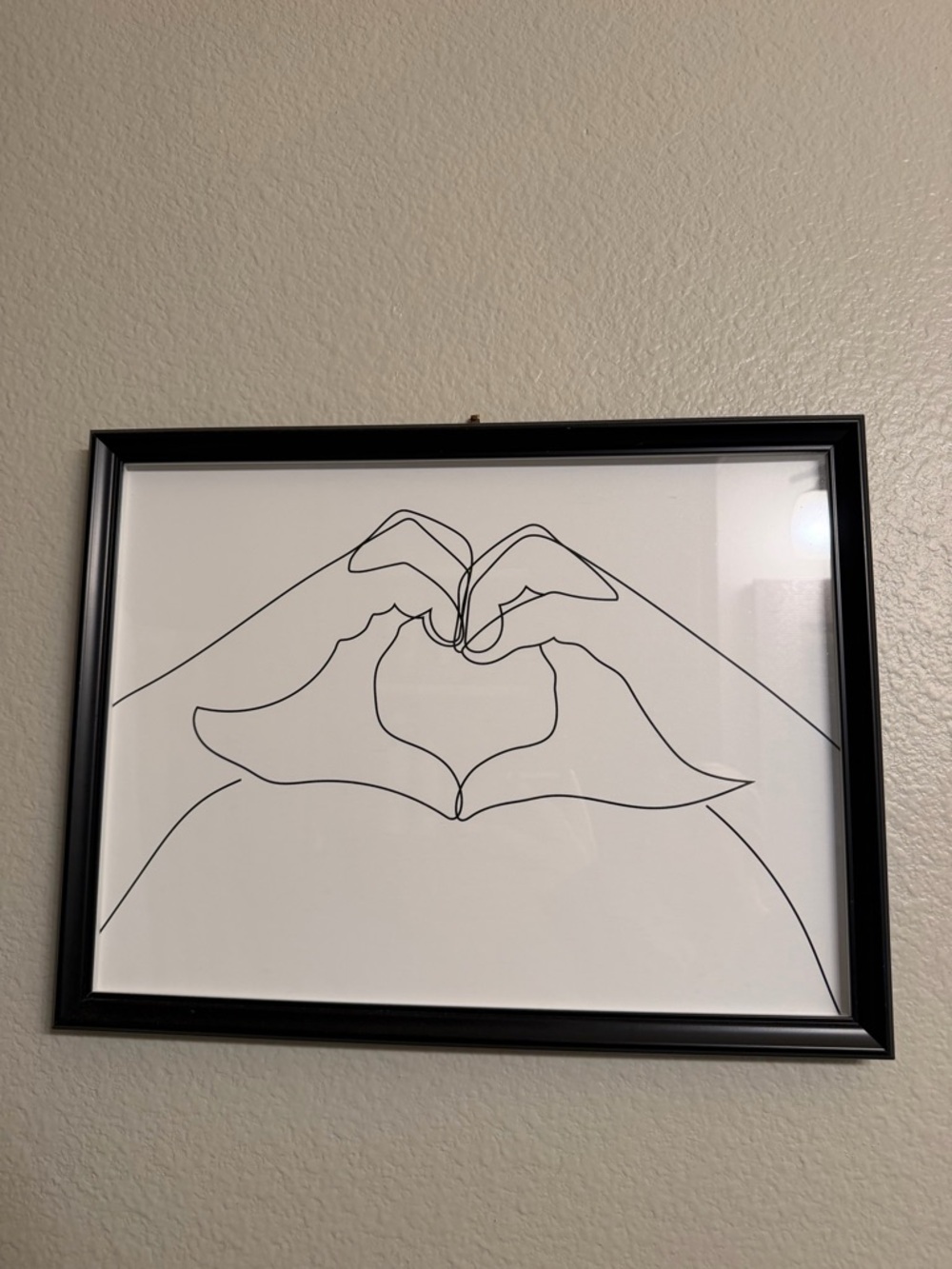 Minimal Line Art Hands Heart Framed Print - Black & White